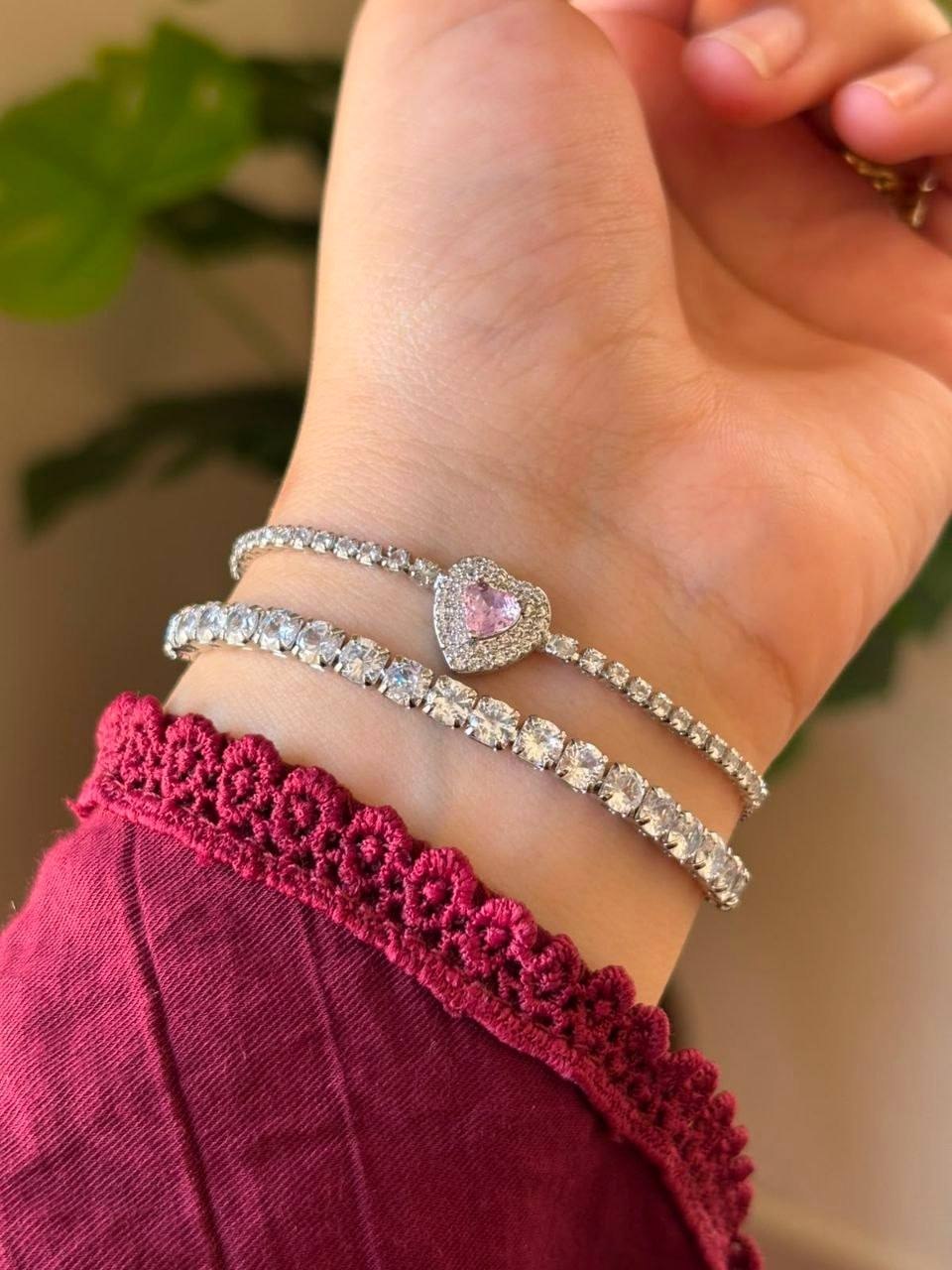 Tennis Heart Bracelet Set