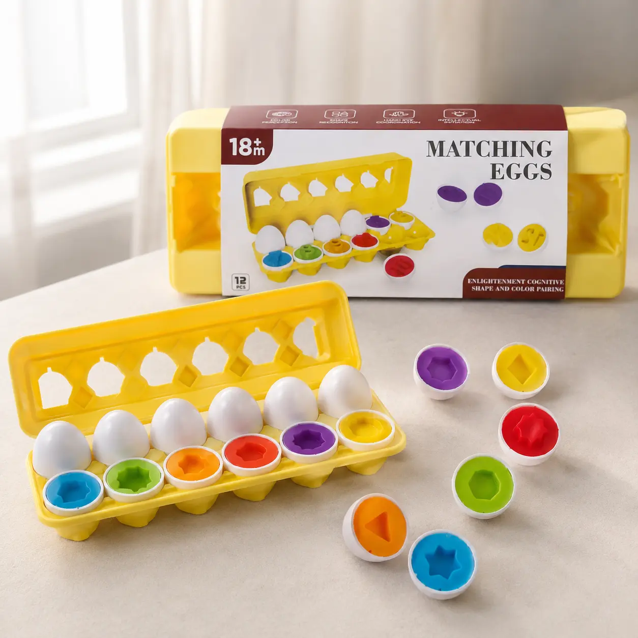 بيض مطابقة الأشكال والألوان – 12 بيضة | Matching Eggs Shape & Color Set