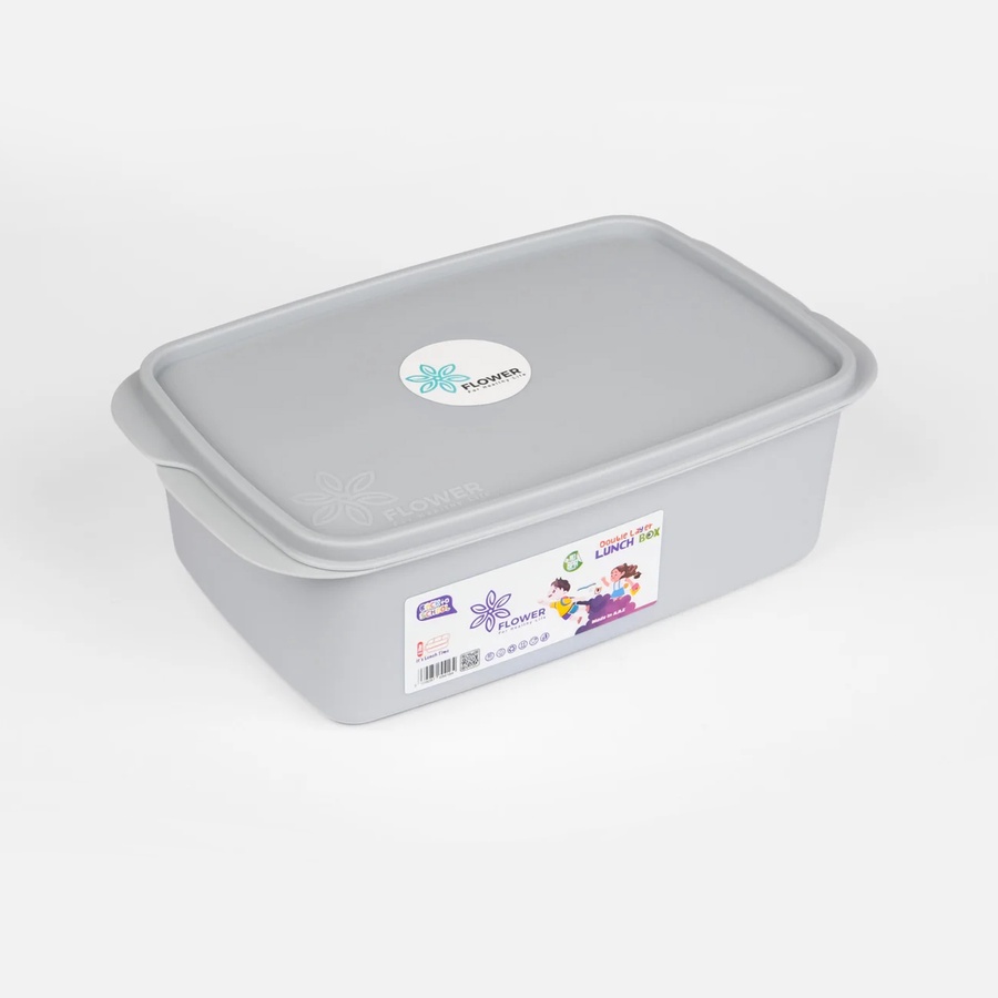 Double Layer Lunch Box (2 Litre) with 2 forks and 1 squeeze bottle