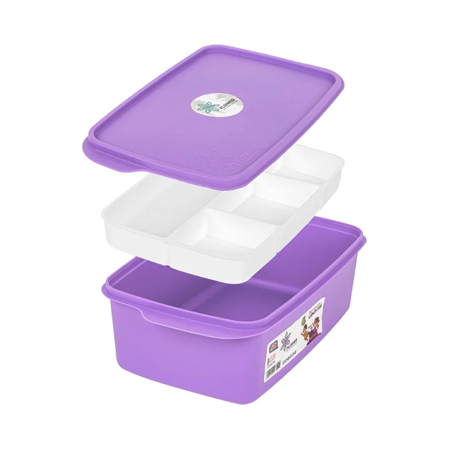 Double Layer Lunch Box (2 Litre) with 2 forks and 1 squeeze bottle