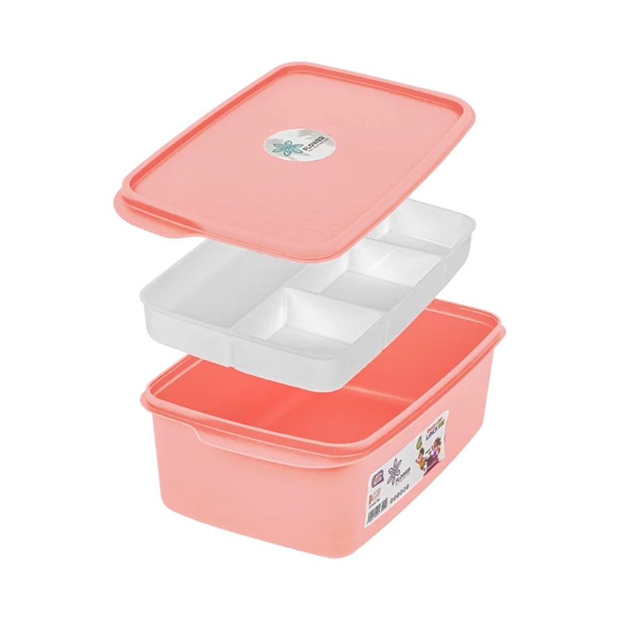 Double Layer Lunch Box (2 Litre) with 2 forks and 1 squeeze bottle