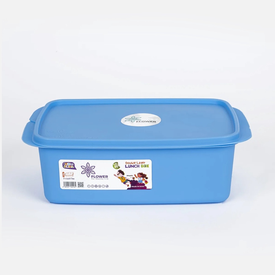 Double Layer Lunch Box (2 Litre) with 2 forks and 1 squeeze bottle