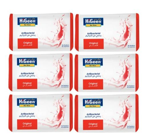 عرض 6 قطع صابون هايجين صلب  75 غم هاي جين-  HiGeen Antibacterial Bar Soap 75g