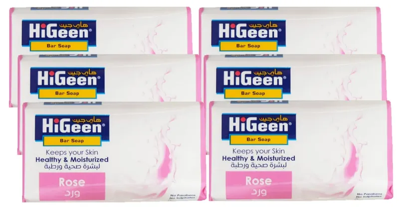 عرض 6 قطع صابون هايجين صلب  125 غم مضاد للبكتيريا هاي جين -  HiGeen Antibacterial Bar Soap125g