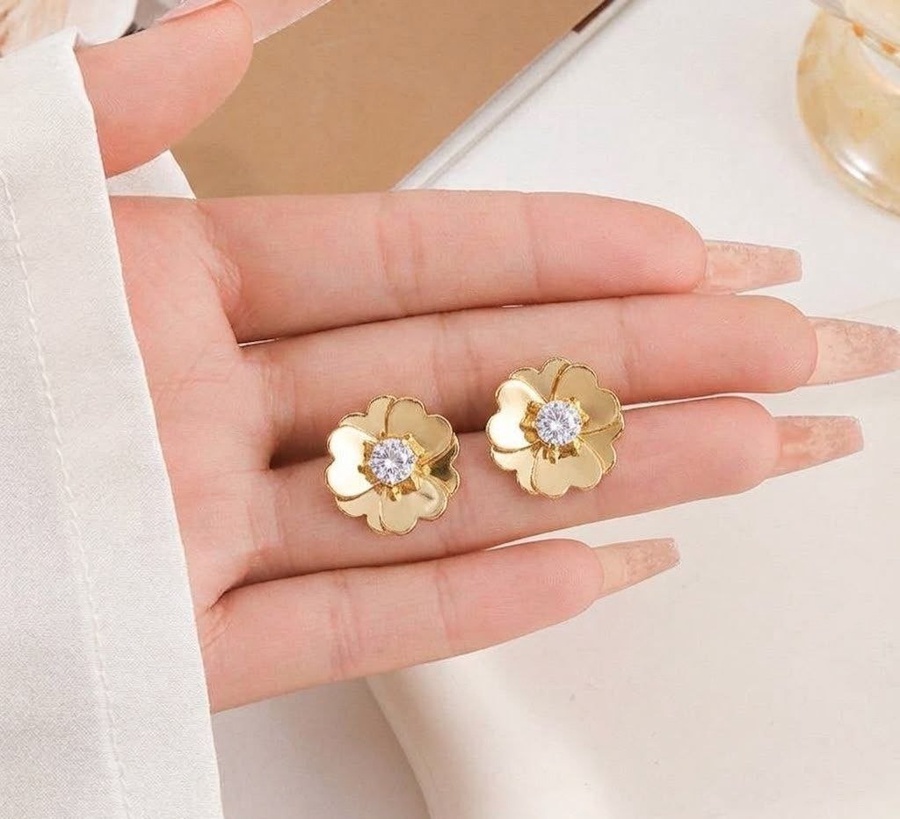 Golden Flower Stud Earrings