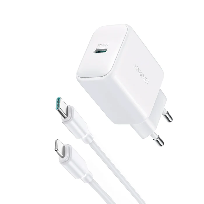 JOYROOM PD FAST CHARGER - With Data Cabel (1M) -Type C -To- Lightning (20W) JR-TCF20EU