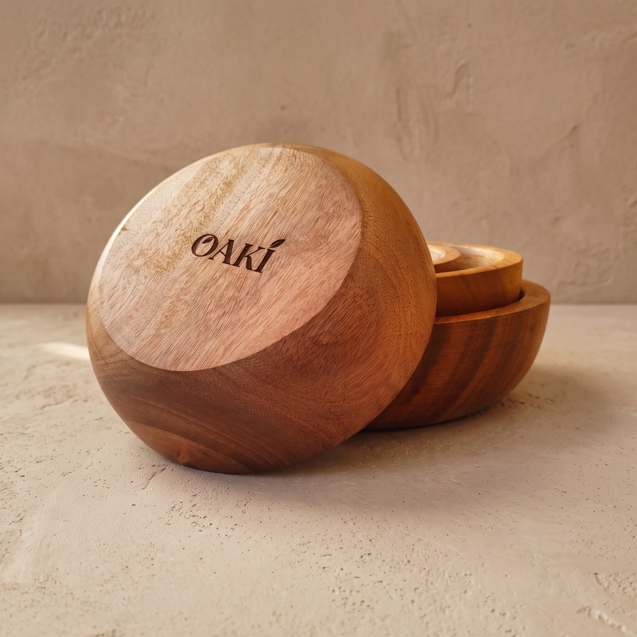Mahogany Wooden Serving Bowls Set (4 Sizes) - Handmade | OAKi