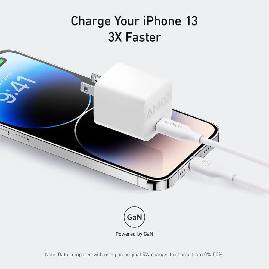 شاحن أنكر 30 وات USB-C بتقنية PowerIQ مع كابل Type-C to Type-C