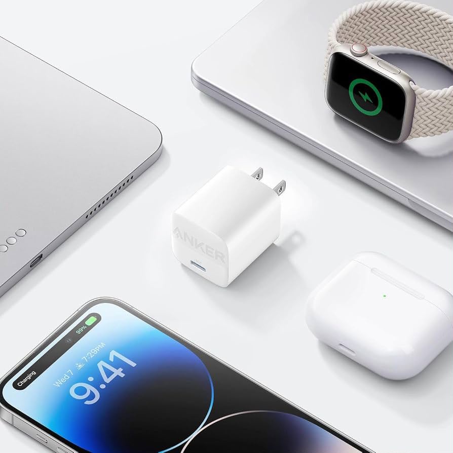 شاحن أنكر 30 وات USB-C بتقنية PowerIQ مع كابل Type-C to Type-C