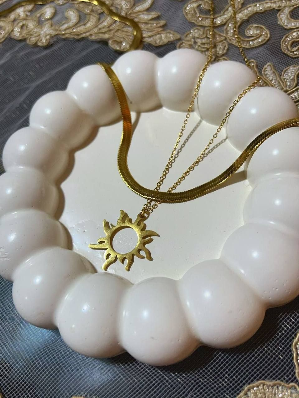 Sun & Snake Chain Necklace Set