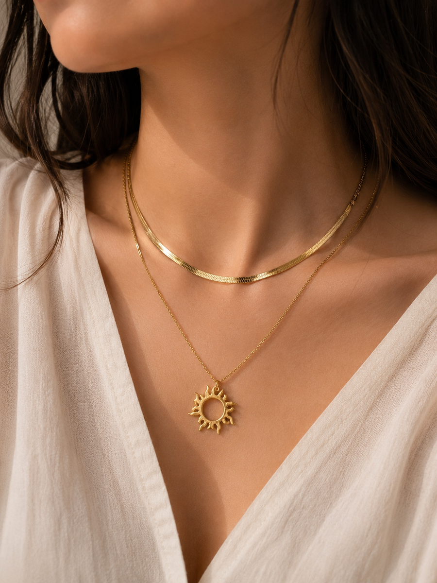 Sun & Snake Chain Necklace Set