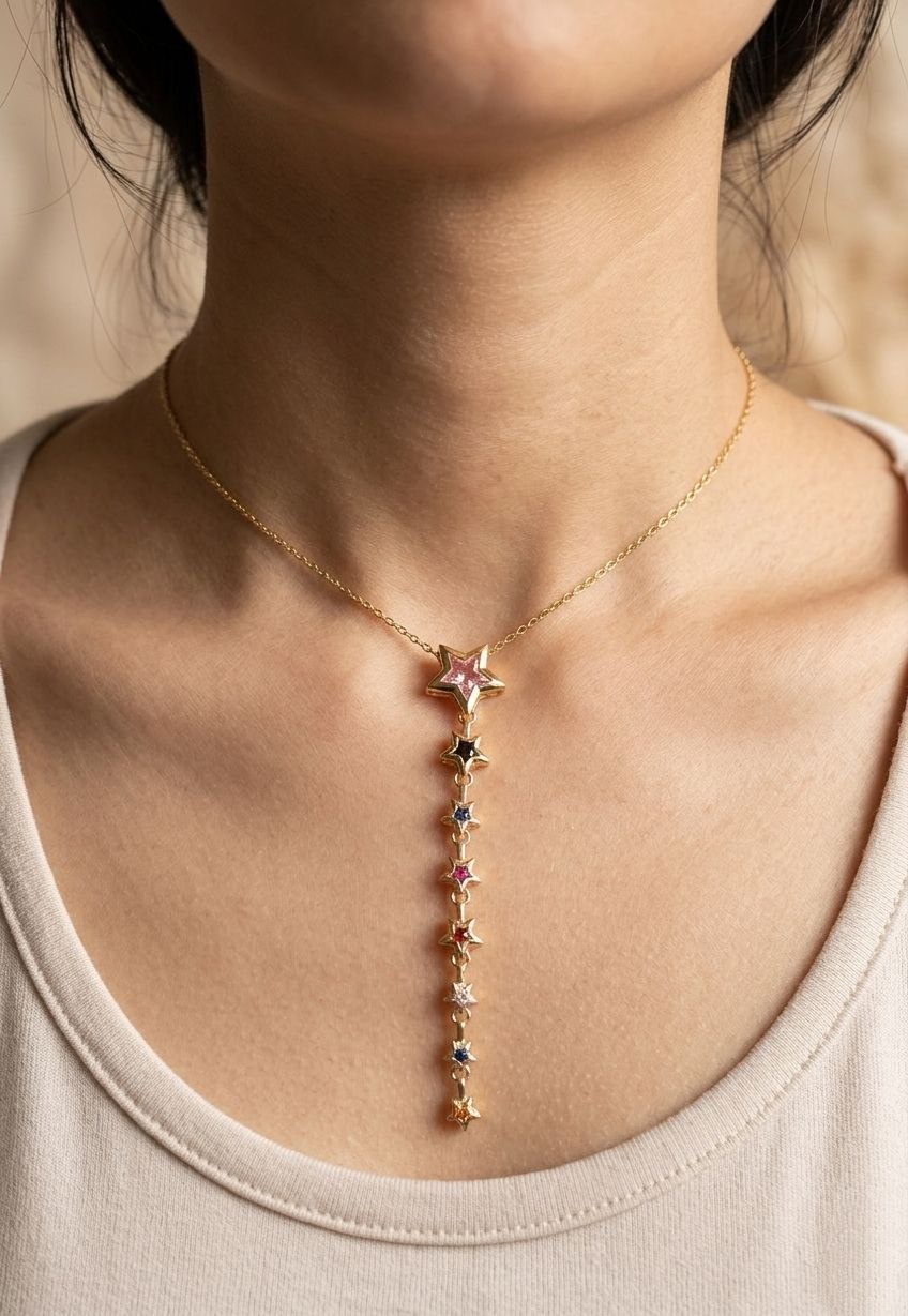 Colorful Star Drop Necklace
