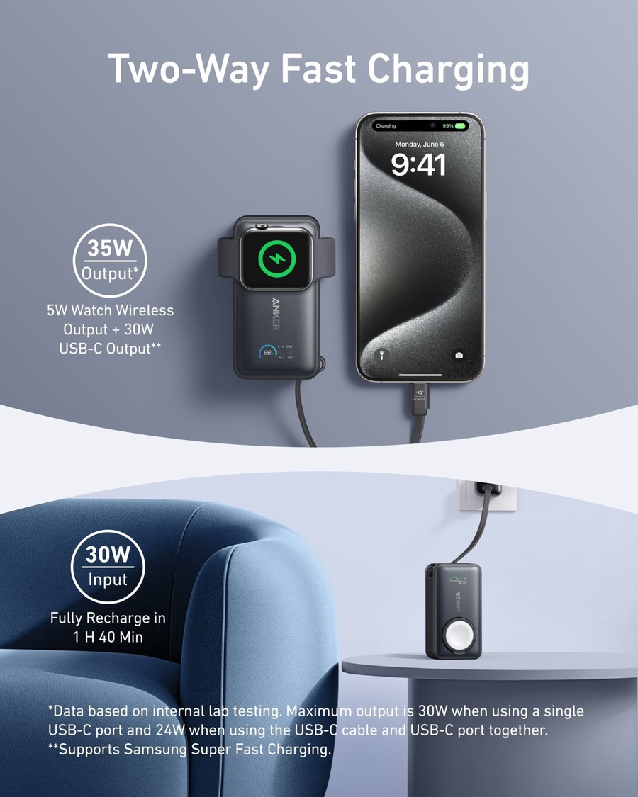 Anker MagGo Power Bank 10K 35W for Apple Watch & iPhone