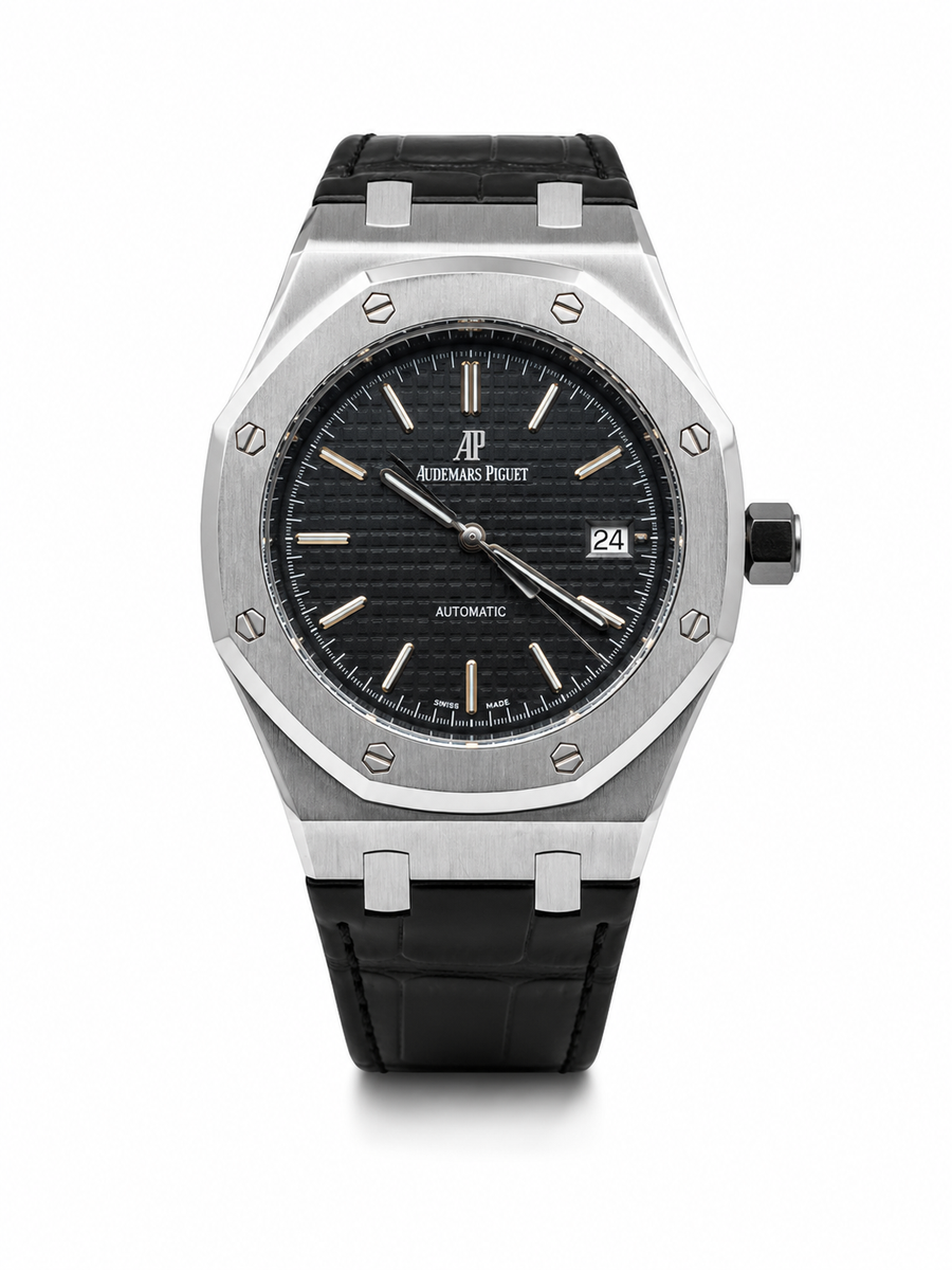 Audemars Piguet Royal Oak Leather Black Dial