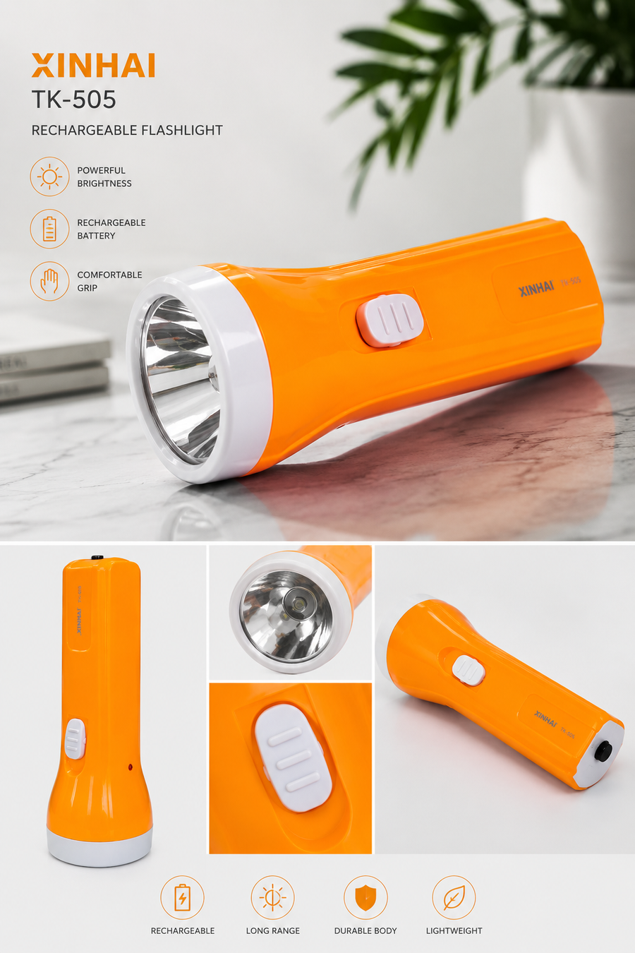 Rechargeable LED flashlight|مصباح يدوي LED قابل لإعادة الشحن 