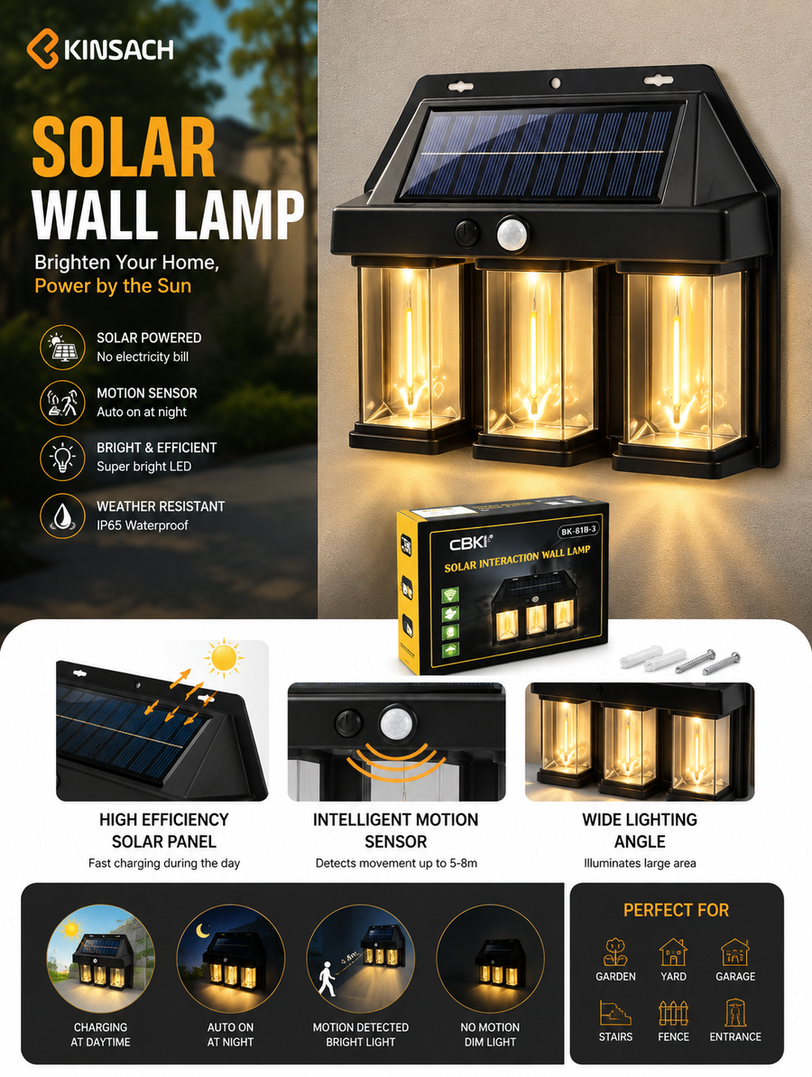 مصباح شمسي خارجي جديد مع استشعار الحركة، ثلاثة أوضاع إضاءة، مصباح حديقة شمسي |New outdoor solar light with motion sensor, three lighting modes, solar garden light