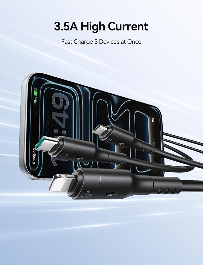 JOYROOM Charging Cabel (1.2 M) -USB - A To Type-C +Lightning + Micro (3.5A) MAX S-A61