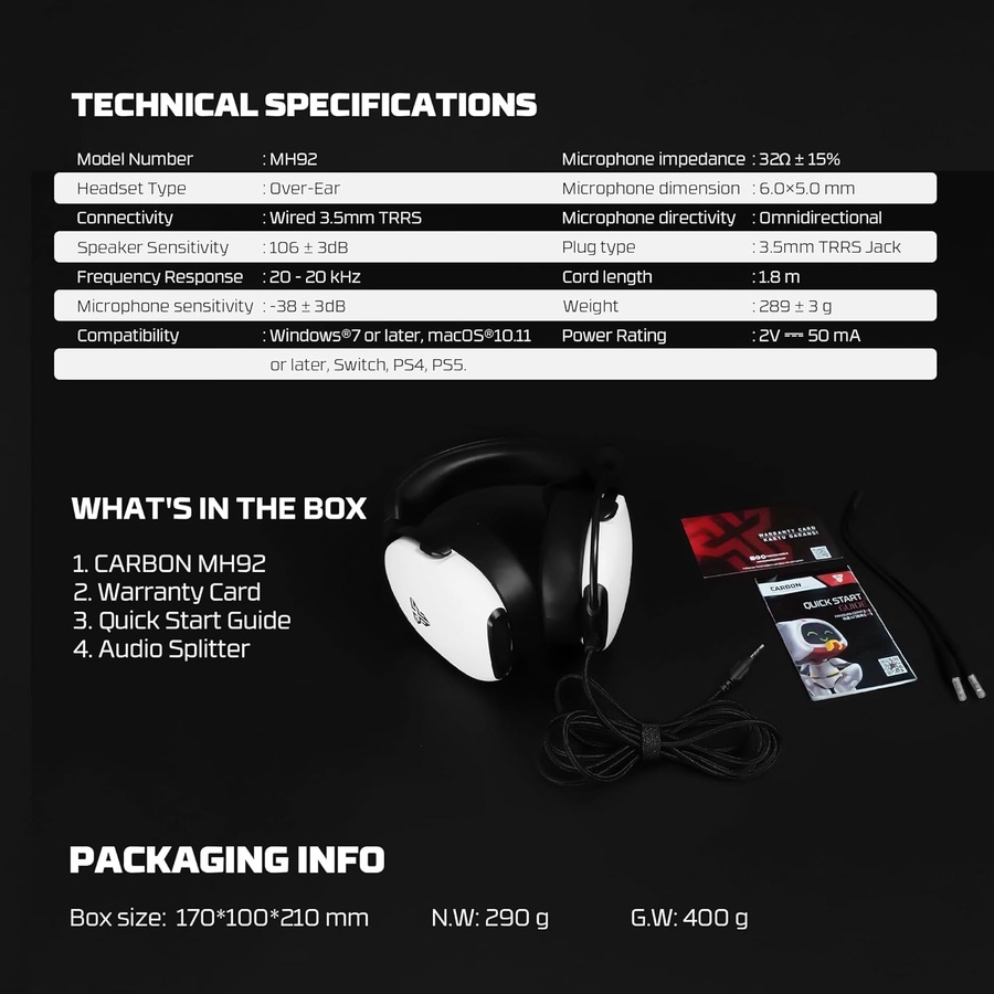 FANTECH MH92 CARBON Multi-Platform Gaming Headset