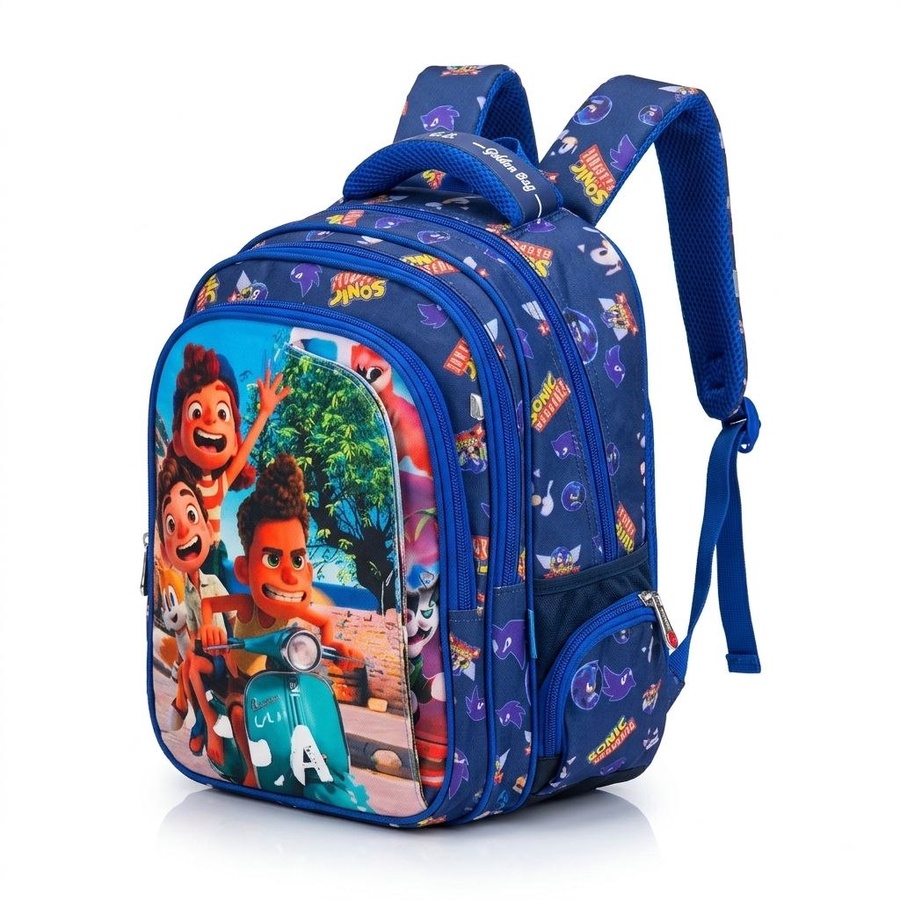 طقم شنطة مدرسة أطفالي ظهر "Golden Bag brand " قلاب 3 وشوش مقاس 14- 3 قطع| Demand & Beyond