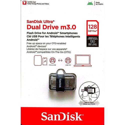فلاشة سانديسك مزدوجة المنفذ مايكرو 128 جيجابايت - SanDisk dual drive MICRO 128GB