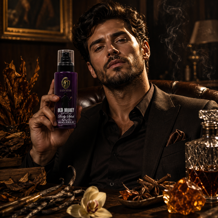  Old Money Body Splash 200ML for Men– بادي سبلاش رجالي برائحة فاخرة ودافئة بنفحات فانيليا وأخشاب
