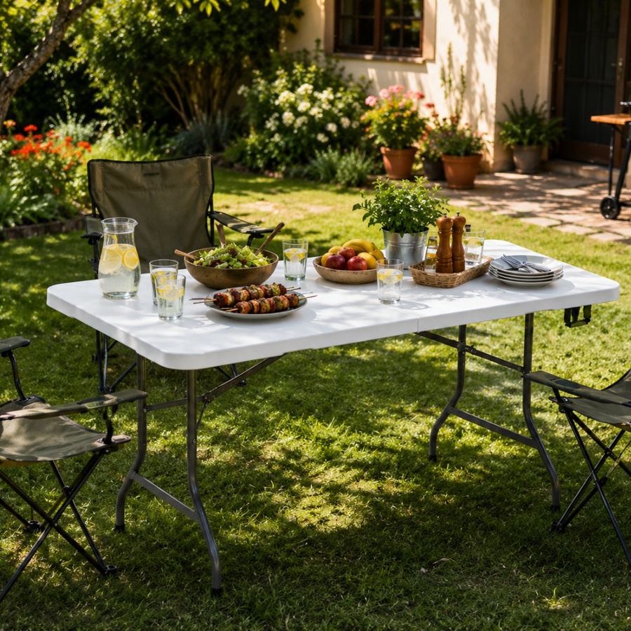 Rectangular Multipurpose Folding Table for Camping, Home, Garden & Events   ترابيزة مستطيلة متعددة الاستخدامات قابلة للطي للتخييم والمنزل والحديقة والمناسبات