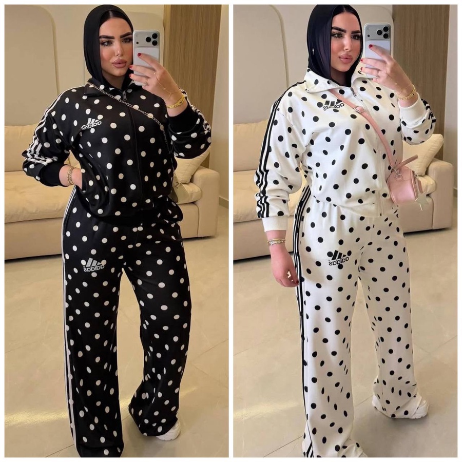 سوت Adidas منقط حريمي Oversized | جاكيت وبنطلون