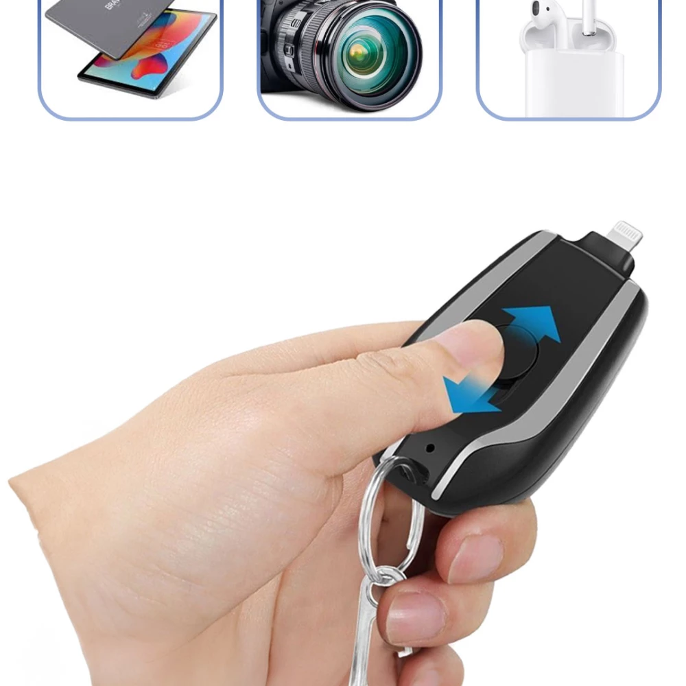 باور بانك صغير للطوارئ مع مشبك مفاتيح 1500 مللي أمبير – Mini Keychain Power Bank Emergency