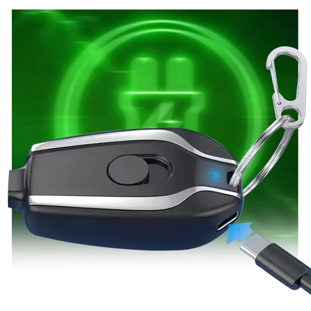 باور بانك صغير للطوارئ مع مشبك مفاتيح 1500 مللي أمبير – Mini Keychain Power Bank Emergency