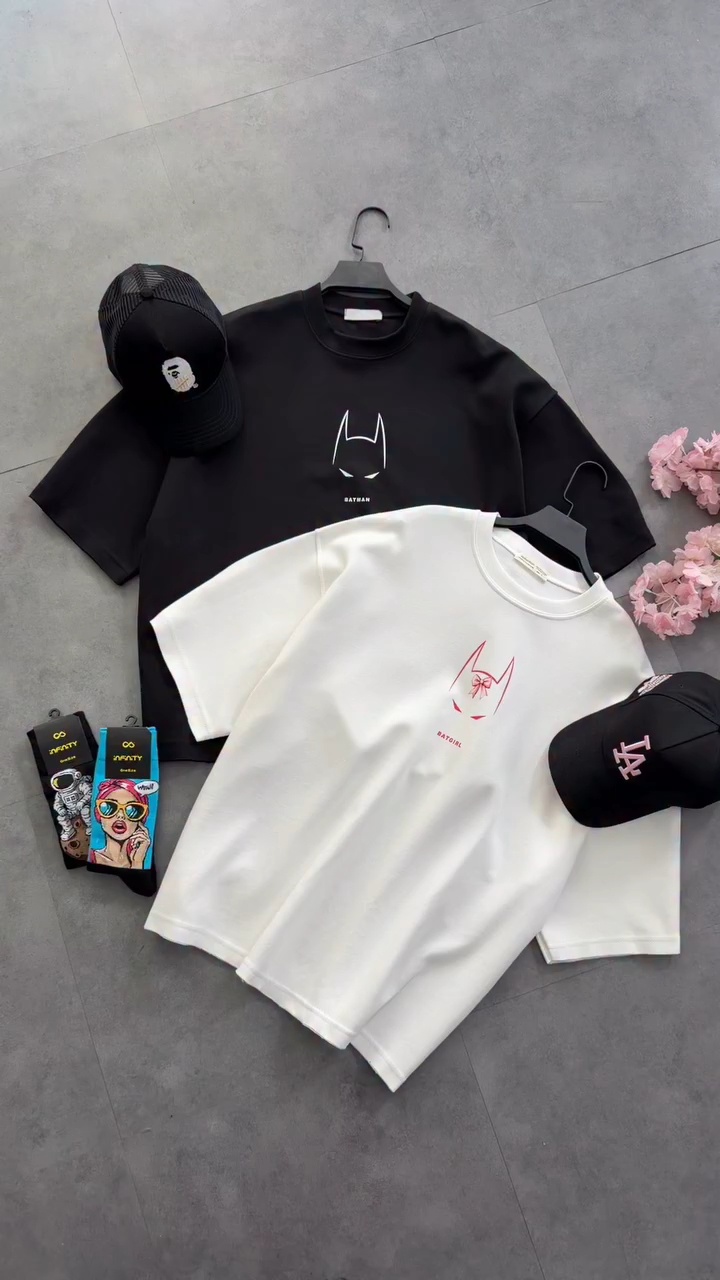 تيشرت Batman & Batgirl قطن 100% | Oversized Unisex