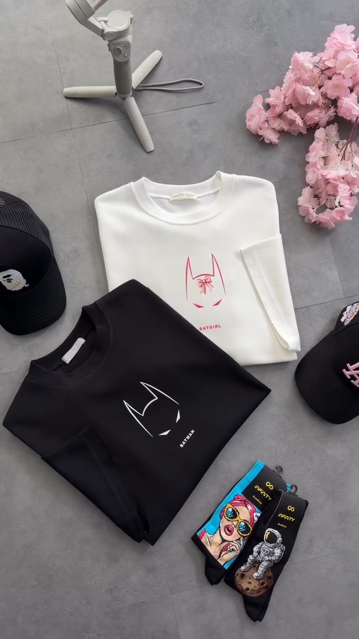 تيشرت Batman & Batgirl قطن 100% | Oversized Unisex