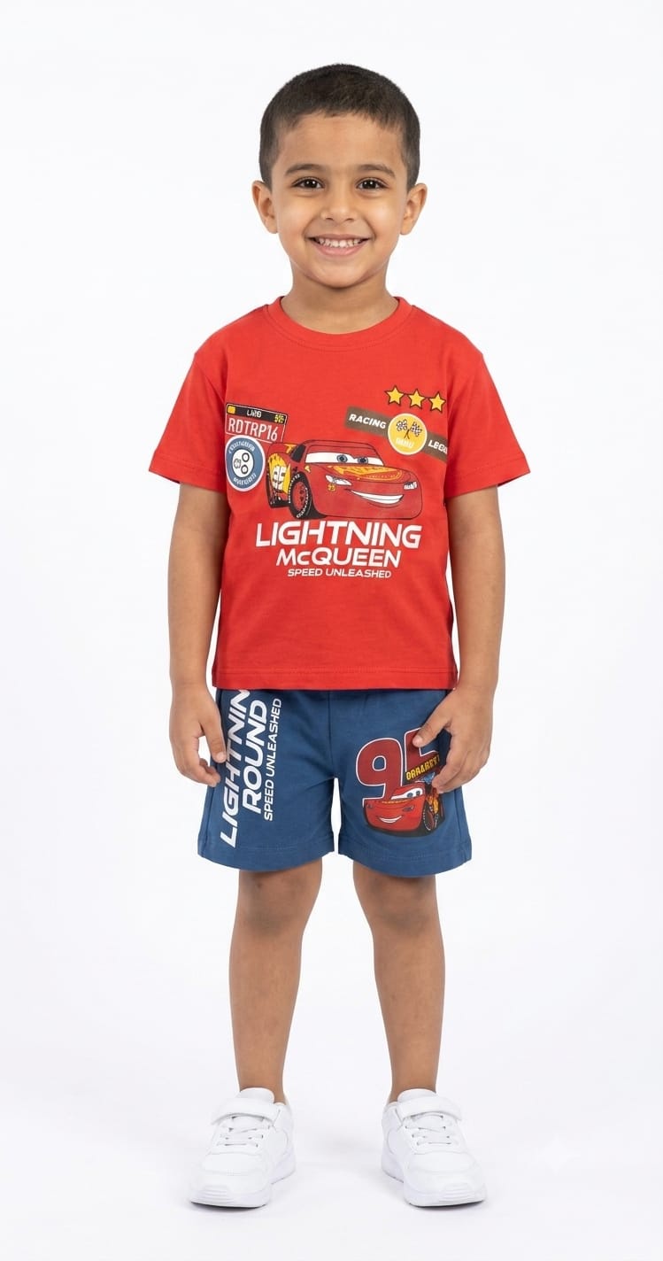 Boys Cars Printed T-Shirt & Shorts Summer Set