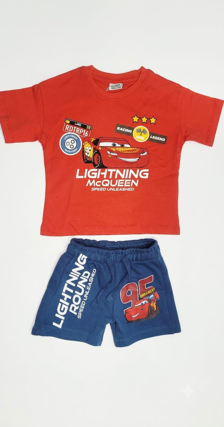 Boys Cars Printed T-Shirt & Shorts Summer Set
