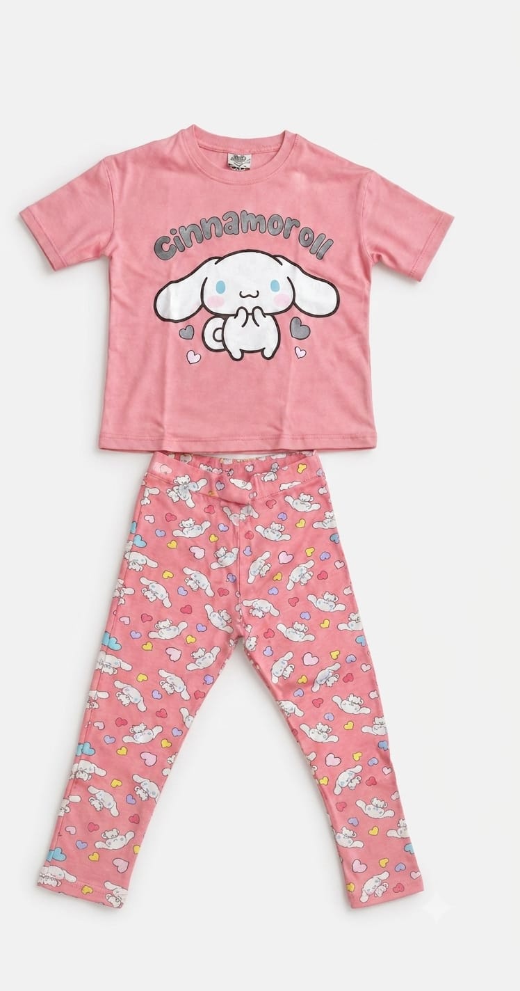 Girls Pink Cinnamoroll Printed Pajama Set