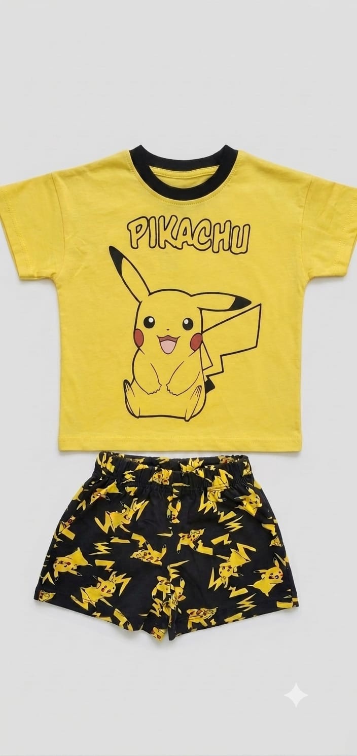 Boys Yellow Cartoon Printed Summer Pajama Set