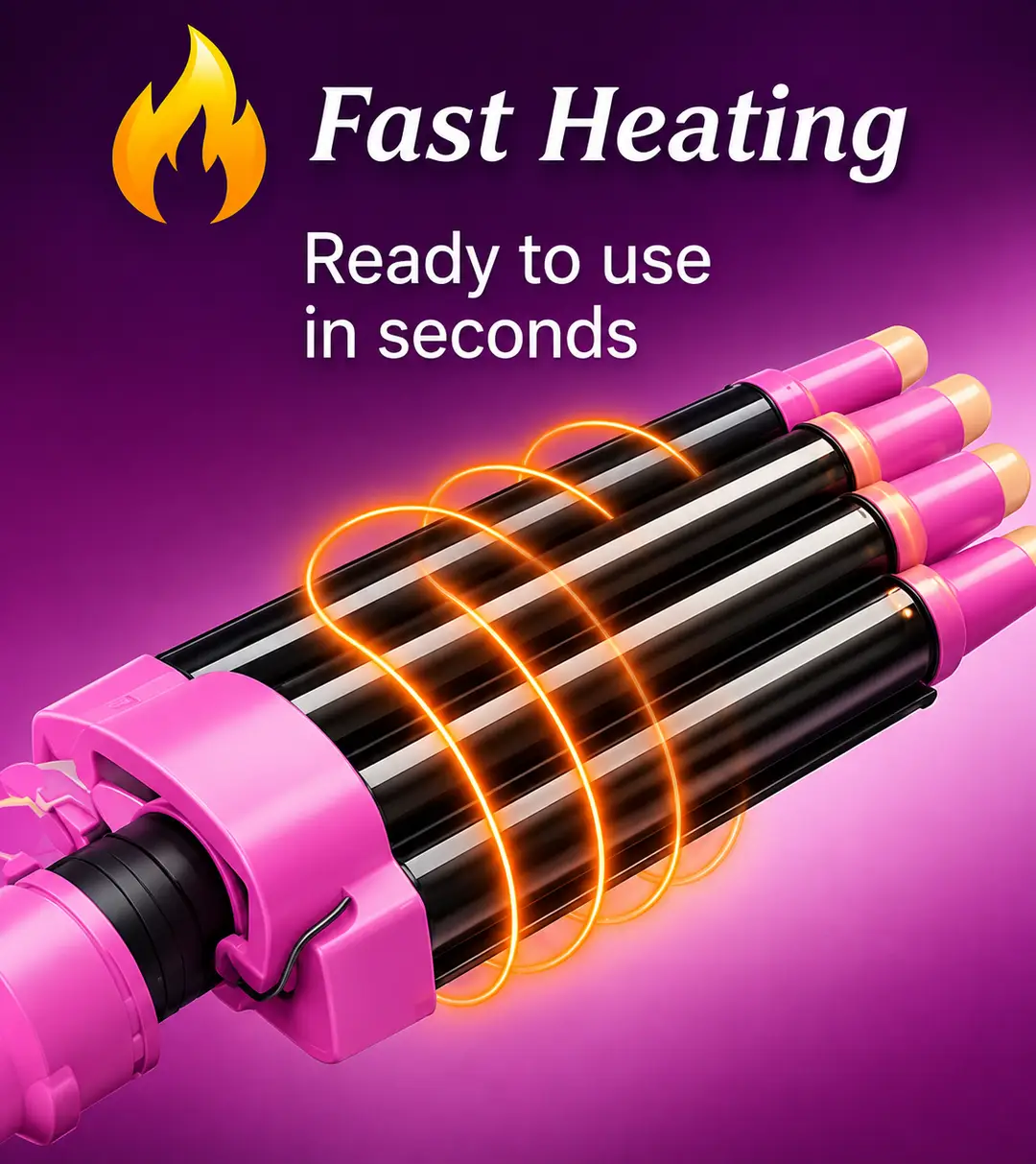 BaByverse BA-449 Professional 3 Barrel Hair Waver Curling Iron – Quick Styling Hair Curler – Pink