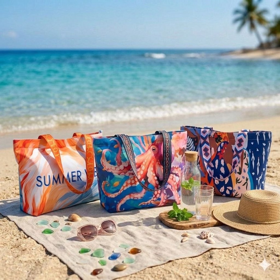  شنطة توتي صيفي للبحر (Tote Bag) بطبعات تريندي وحمالات عريضة | Demand & Beyond