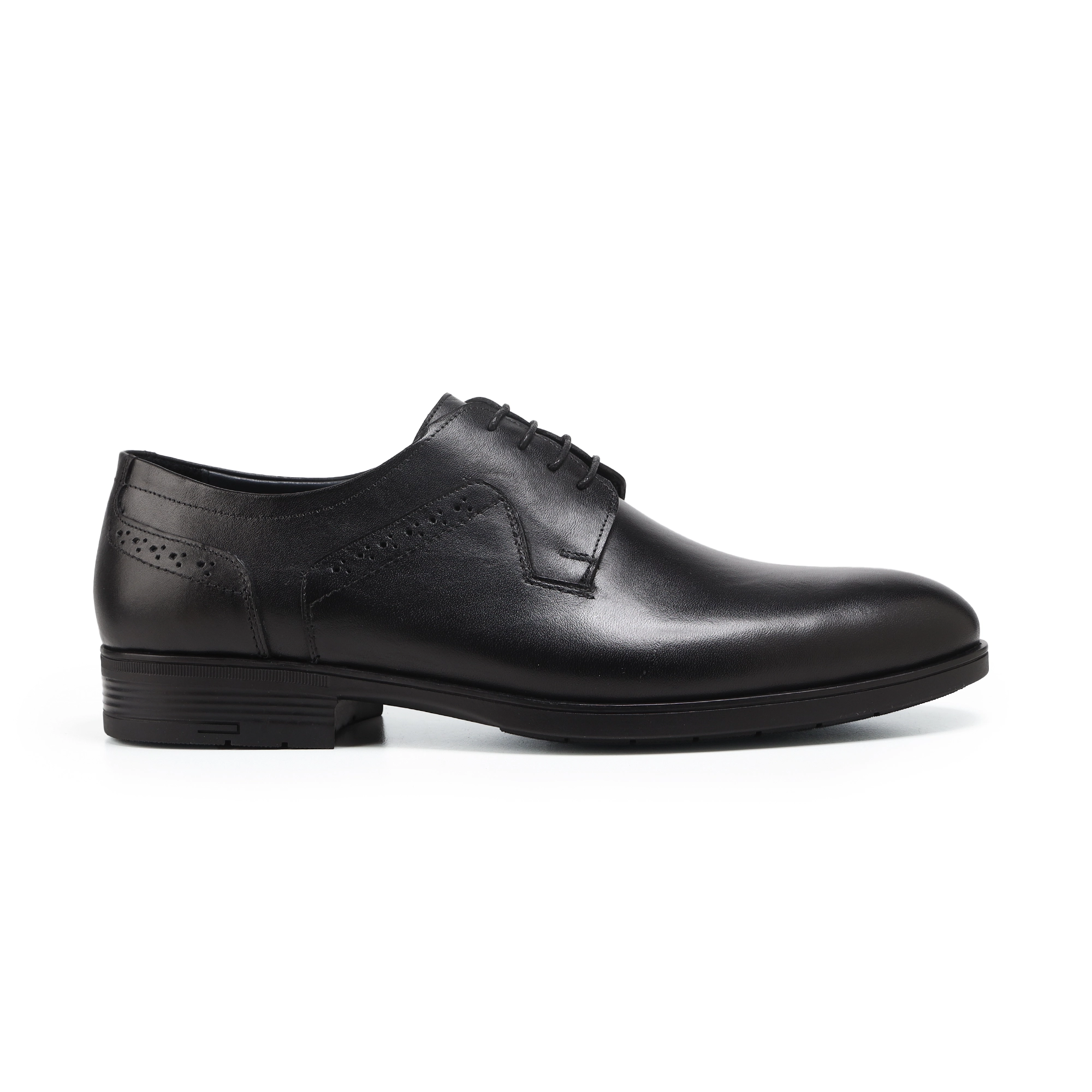 Adam’s Plain-Toe Brogue Derby, Black, Code 650
