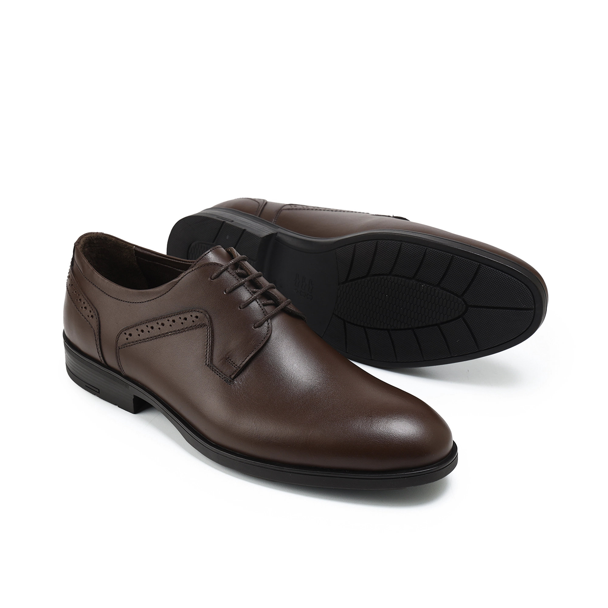 Adam’s Plain-Toe Brogue Derby, Brown, Code 650