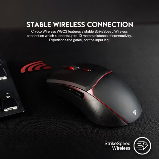 FANTECH WGC3 CRYPTO Wireless Gaming Mouse – Dual Mode 2.4GHz & Wired Connection, Ergonomic Design, RGB Gaming Mouse