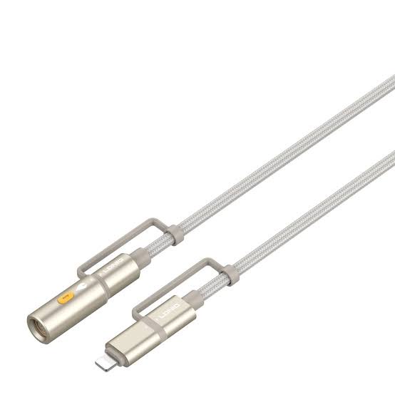 لادنيو داتا كابل تايب سي - تو - تايب سي + لايتينج + ولاعه سجائر -LDNIO Multiple Data CABLE TYPE-C TO TYPE-C + Lightning + Cigarette Lighter (65W) 3 in 1- LC20 1200MM