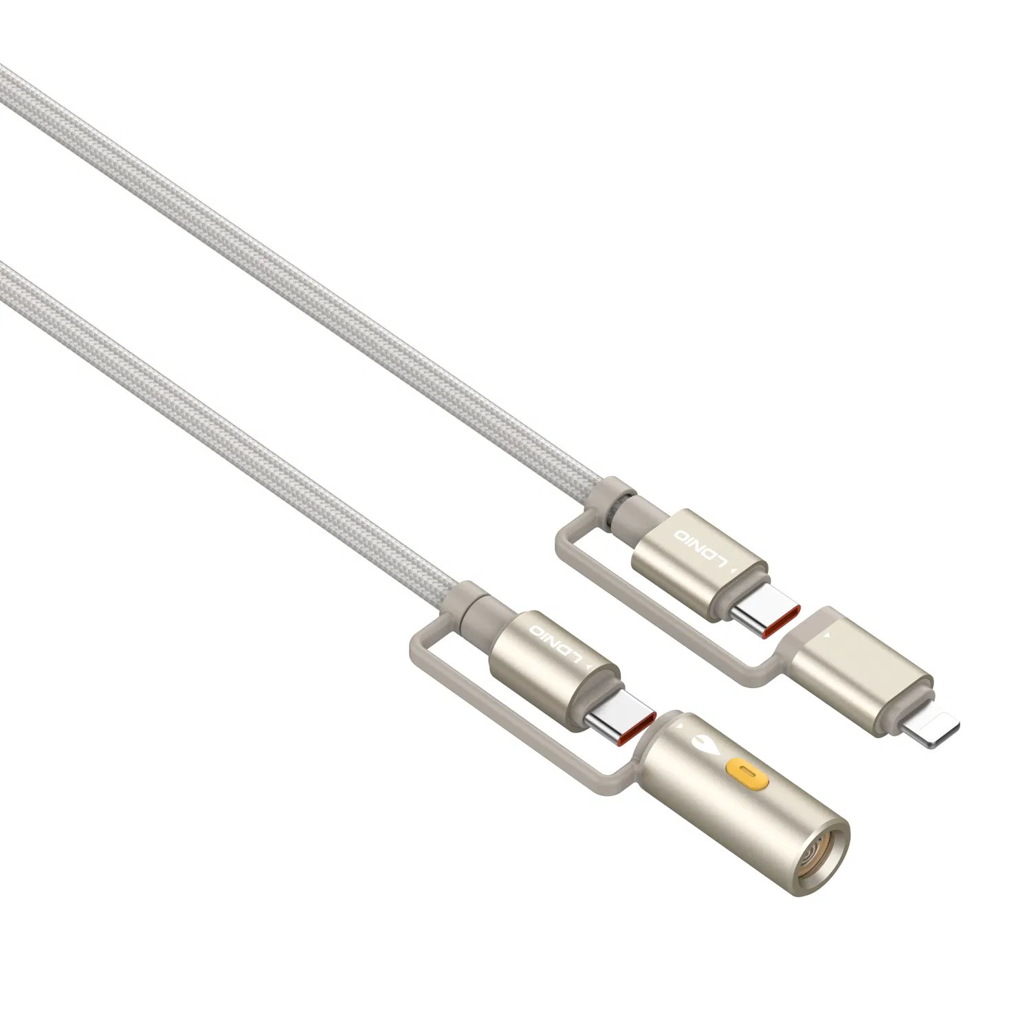لادنيو داتا كابل تايب سي - تو - تايب سي + لايتينج + ولاعه سجائر -LDNIO Multiple Data CABLE TYPE-C TO TYPE-C + Lightning + Cigarette Lighter (65W) 3 in 1- LC20 1200MM