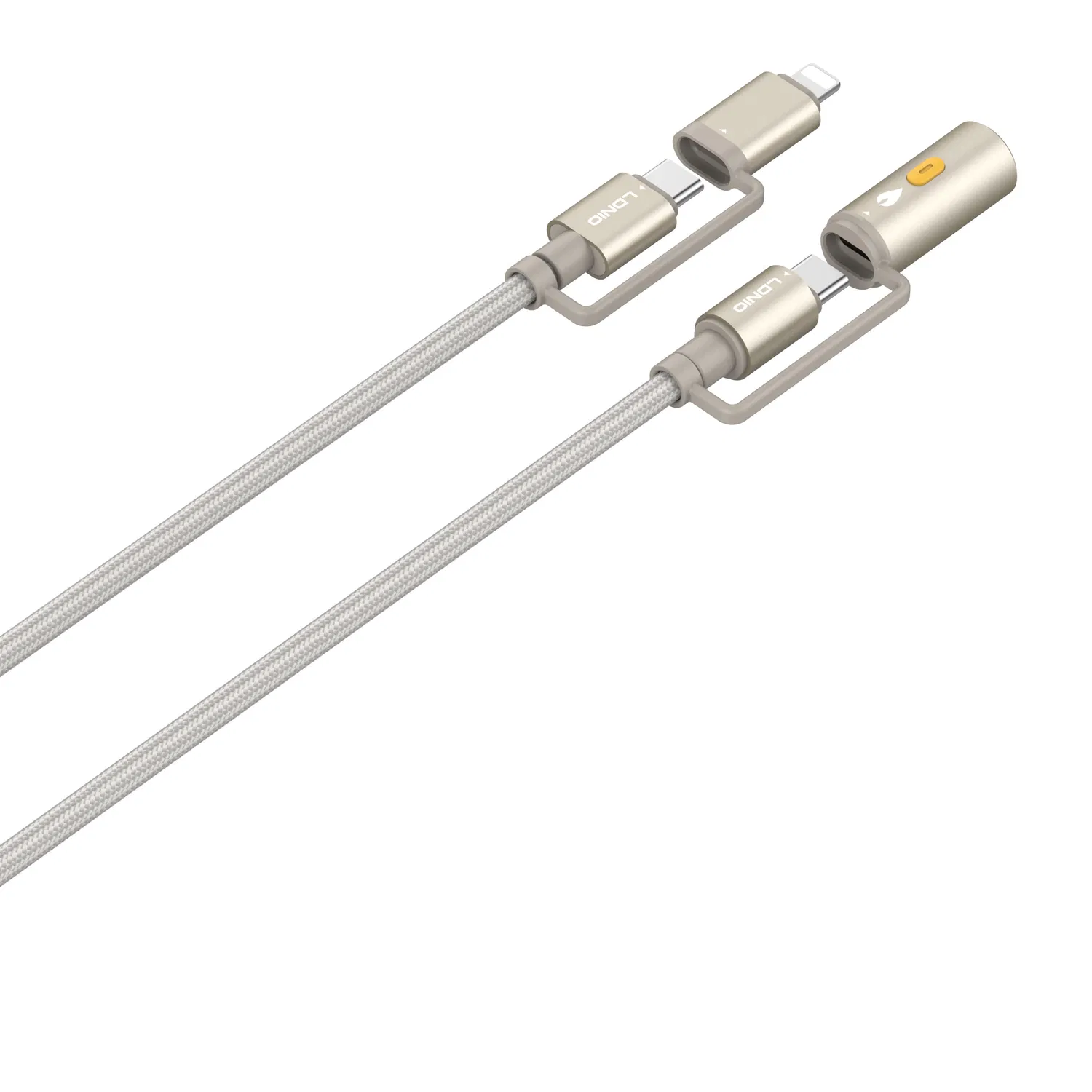 لادنيو داتا كابل تايب سي - تو - تايب سي + لايتينج + ولاعه سجائر -LDNIO Multiple Data CABLE TYPE-C TO TYPE-C + Lightning + Cigarette Lighter (65W) 3 in 1- LC20 1200MM