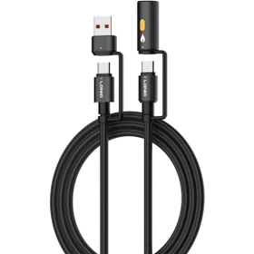 لادنيو داتا كابل يو إس بي - إيه + تايب سي  - تو - تايب سي  + ولاعه سجائر-LDNIO Multiple Data CABLE USB -A +TYPE-C to Type-C + Cigarette Lighter (65W) 4 in 1- LC18 1200MM