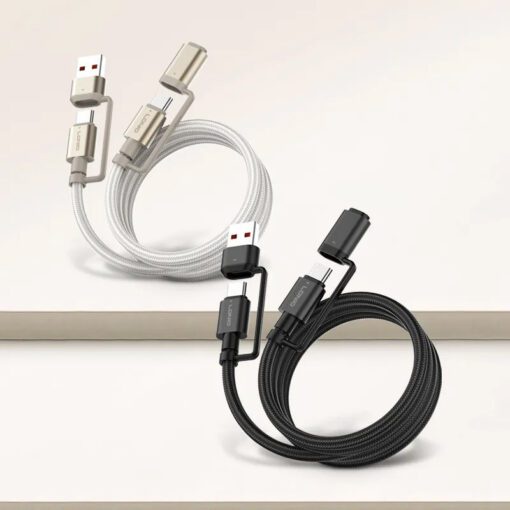 لادنيو داتا كابل تايب سي +يو إس بي -إيه - تو - تايب سي + لايتنيج - LDNIO Multiple Data CABLE TYPE-C+ USB -A to Type-C + Lightning (65W) 4in1- LC16-1200MM