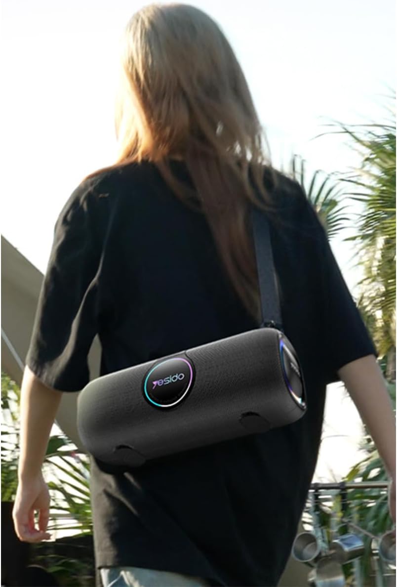YESIDO 120 W Wireless Bluetooth Speaker - 1 x Microphone RGB Light IPX6 Waterproof 15600mAh Long Battery Life UHF Portable Party Speaker Karaoke YSW21 Black