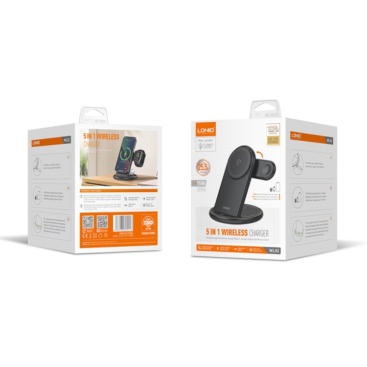 لادنيو واير ليس تشارجر 15 وات-LDNIO Wireless Charger (15W) - 5 in1- WL02