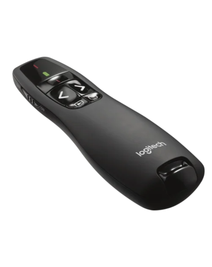 R400 Wireless Presentation Remote with Laser Pointer, Portable Handheld Presenter with Receiver, Comfortable Design, Black