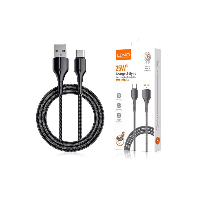 لادنيو فاست تشارجر داتا كابل -تايب -سي 25وات -LDNIO Fast Charging Data Cable Type-C & Sync (25W) (1000mm)- LS-851 