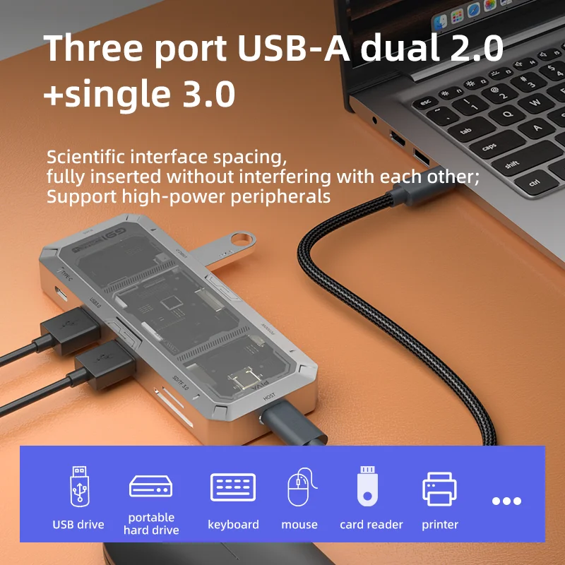 PIVA G91 9 in 1 Multifunction Office Docking Station USB-C HUBS Multiport Adapter PD100W 4K60Hz USB3.0 SD TF